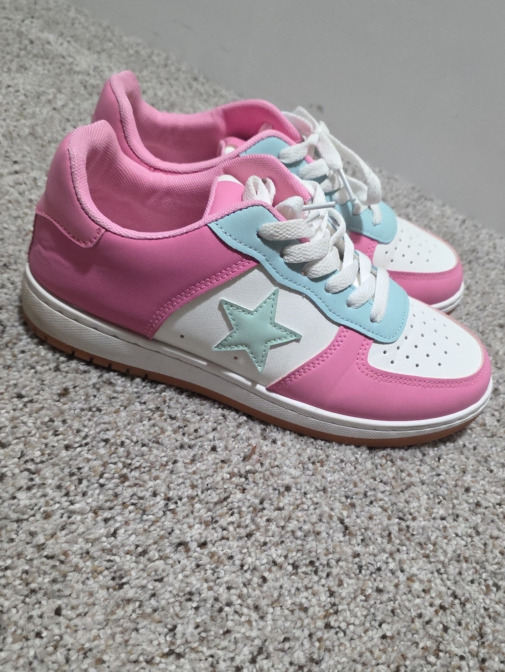 Pink & Light Blue Star Accent Sneakers